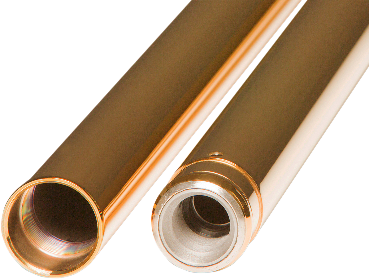 Custom Cycle Engineering 49mm Fork Tubes with Titanium Nitride Coating – 23.75 Inches - Gold, Part 710006