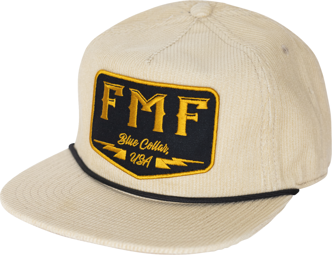 FMF Blue Collar Hat - Cream SP25196909CRM | 100% Cotton Corduroy Trucker Snapback with FMF Embroidery