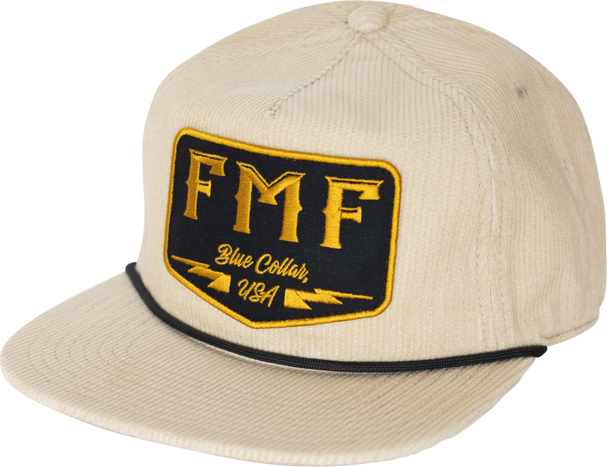 FMF Blue Collar Hat - Cream SP25196909CRM | 100% Cotton Corduroy Trucker Snapback with FMF Embroidery